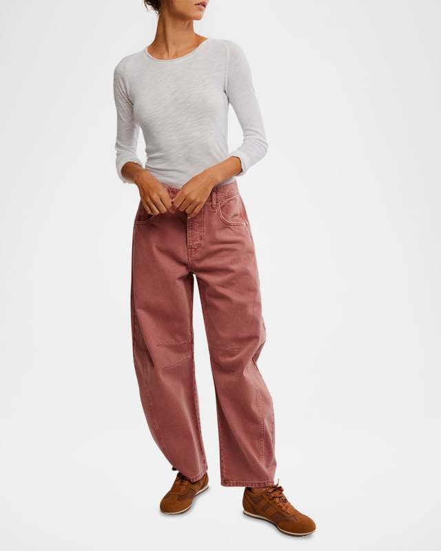 Good Luck Mid-Rise Barrel-Leg Jeans